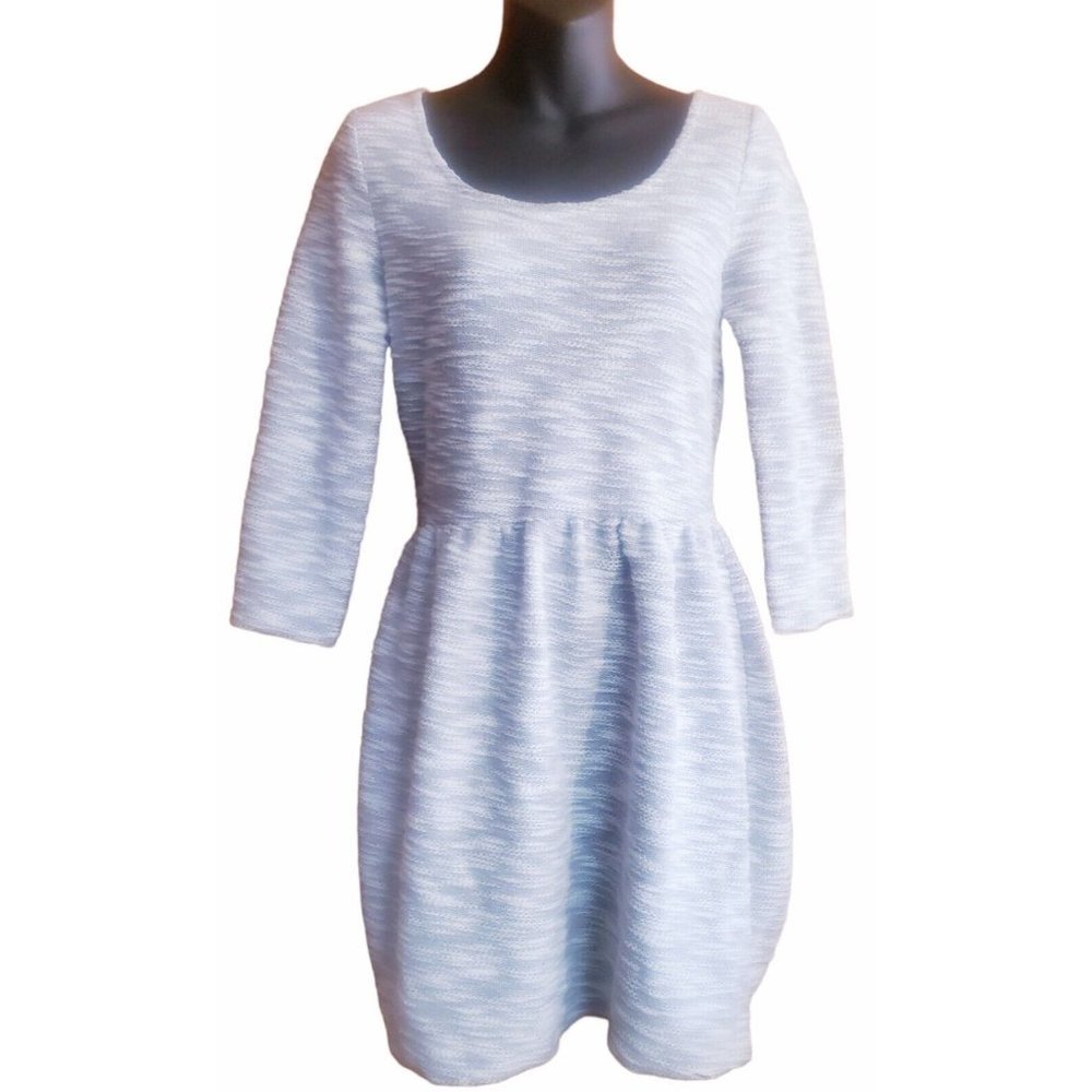 Maison Jules Knit Tweed Sweater Dress Heather Gray Sparkly 3/4 Sleeves Sz Medium
